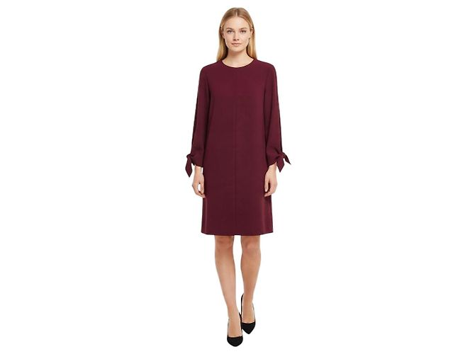 Abito midi in crepe a maniche lunghe Tibi Burgundy - vista 6