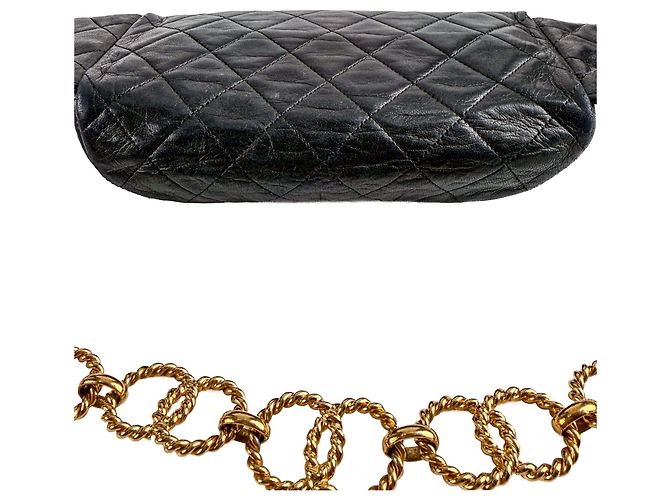 Chanel Gürteltasche mit Kette aus gestepptem Lammleder Schwarz - Ansicht 8