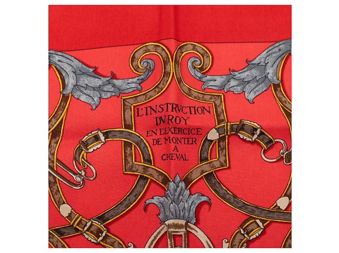Lenço de seda vermelho Hermès L Instruction Du Roy - vista 3