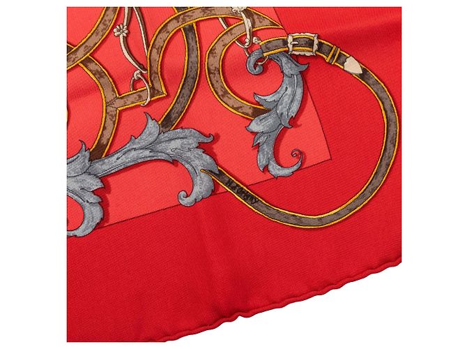 Lenço de seda vermelho Hermès L Instruction Du Roy - vista 6