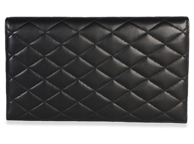 Autre Marque Saint Laurent Black Matelasse Lambskin Paris Pouch - vista 2