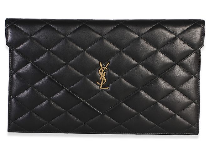 Autre Marque Saint Laurent Black Matelasse Lambskin Paris Pouch - vista 8