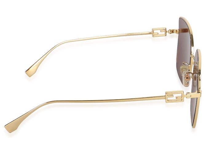 Fendi Gold FF Baguette Square Sonnenbrille mit quadratischen Spiegelgläsern - Ansicht 2