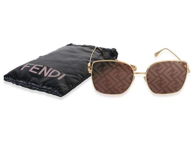 Fendi Gold FF Baguette Square Sonnenbrille mit quadratischen Spiegelgläsern - Ansicht 5