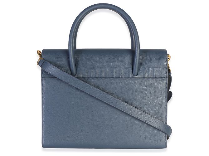 Christian Dior Tote St. Honore Large in Pelle di Vitello Granulata Blu - vista 2