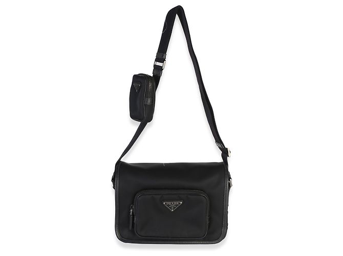 Prada Small Pocket Messenger Bag aus Re-Nylon in Schwarz - Ansicht 5
