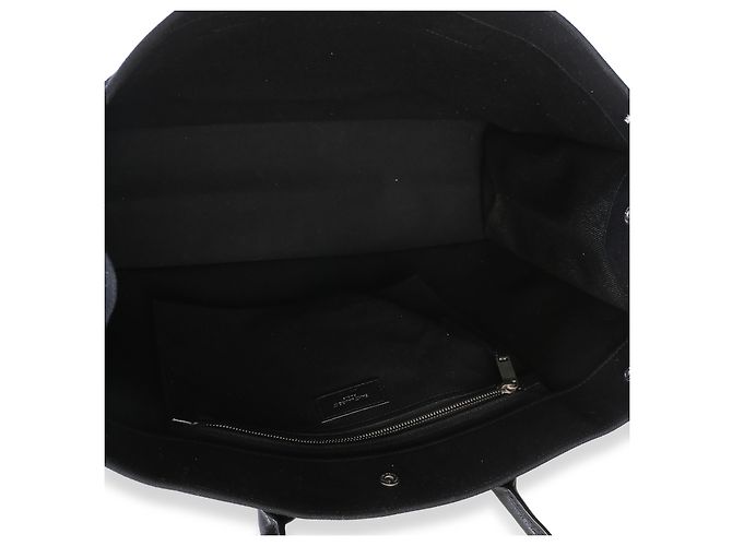 Autre Marque Tote Saint Laurent Rive Gauche in lino e pelle di vitello nera - vista 5