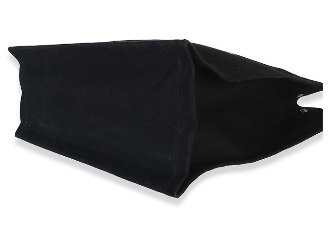 Autre Marque Tote Saint Laurent Rive Gauche in lino e pelle di vitello nera - vista 6