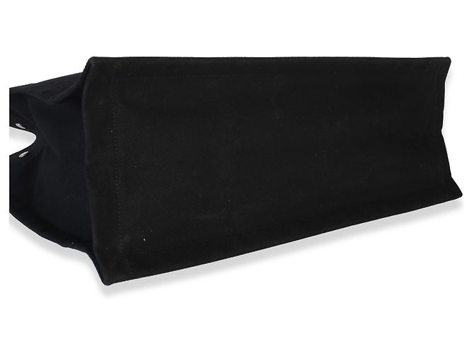 Autre Marque Tote Saint Laurent Rive Gauche in lino e pelle di vitello nera - vista 7