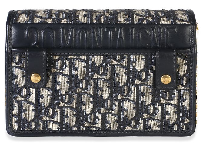 Pouch 2-in-1 30 Montaigne in jacquard Oblique blu navy Christian Dior - vista 2