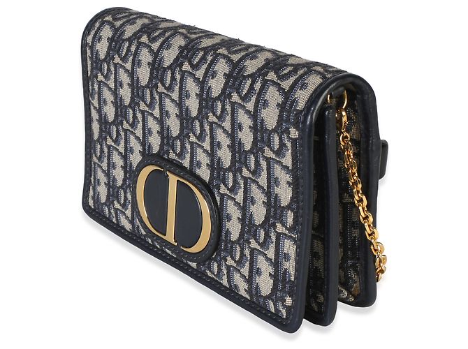 Pouch 2-in-1 30 Montaigne in jacquard Oblique blu navy Christian Dior - vista 3