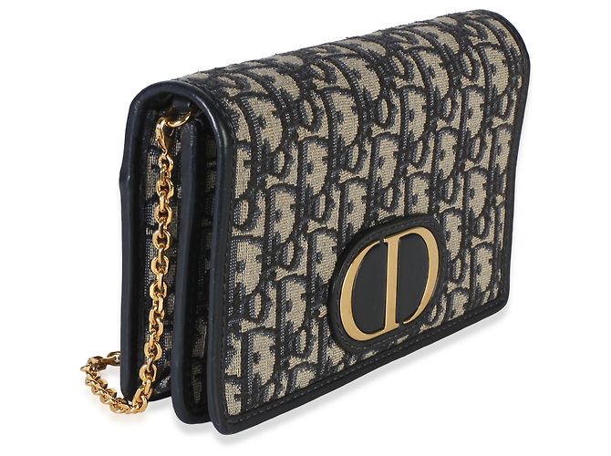 Pouch 2-in-1 30 Montaigne in jacquard Oblique blu navy Christian Dior - vista 4