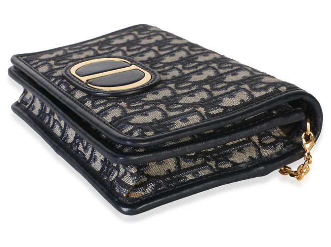 Pouch 2-in-1 30 Montaigne in jacquard Oblique blu navy Christian Dior - vista 6