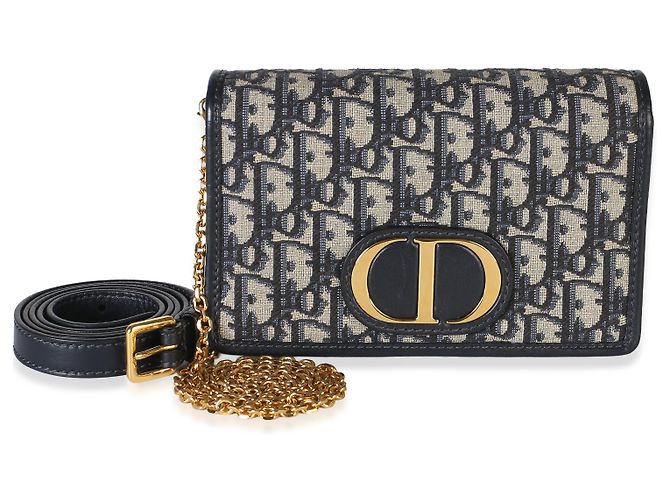 Pouch 2-in-1 30 Montaigne in jacquard Oblique blu navy Christian Dior - vista 8
