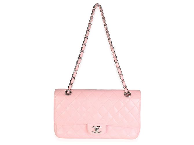 Borsa Chanel Pink Quilted Caviar Medium Classic Double Flap Bag - vista 5