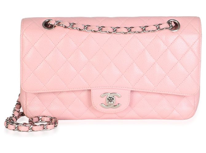 Borsa Chanel Pink Quilted Caviar Medium Classic Double Flap Bag - vista 8