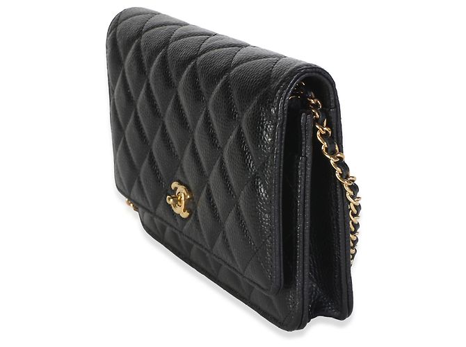 Portafoglio Chanel Black Quilted Caviar CC Wallet On Chain - vista 3