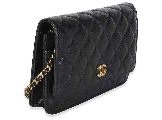 Portafoglio Chanel Black Quilted Caviar CC Wallet On Chain - vista 4