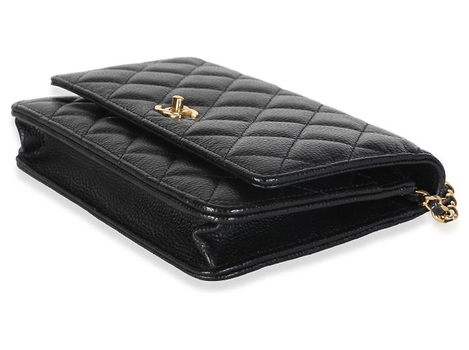 Portafoglio Chanel Black Quilted Caviar CC Wallet On Chain - vista 6