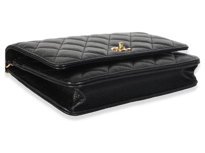 Portafoglio Chanel Black Quilted Caviar CC Wallet On Chain - vista 7