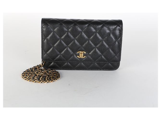 Portafoglio Chanel Black Quilted Caviar CC Wallet On Chain - vista 8