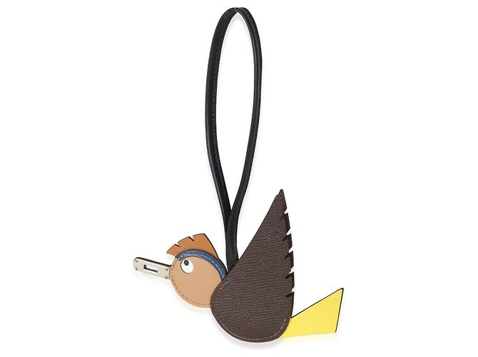 Hermès Chocolat Lime Deep Bleu Gold Noir Epsom Mysore Swift Milo Birdy Charm - vista 4