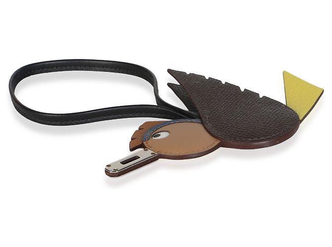 Hermès Chocolat Lime Deep Bleu Gold Noir Epsom Mysore Swift Milo Birdy Charm - vista 5