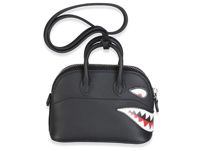 Hermès Mini Bolide Shark Bag Charm in Swift Nero - vista 2