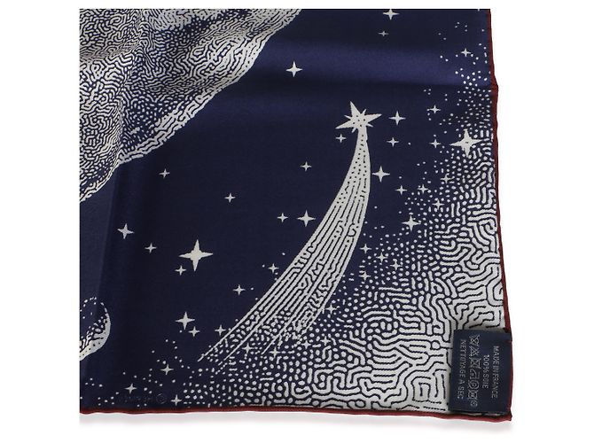 Pañuelo de seda Hermès Clair De Lune Marine Blanc Bordeaux 70 - vista 4