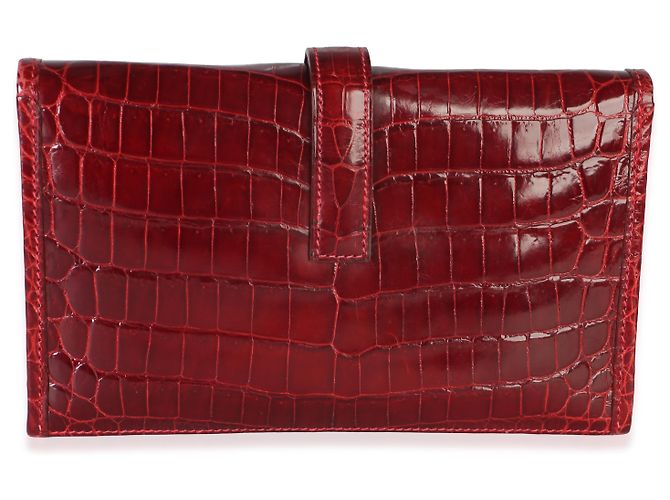 Hermès Rouge H Shiny Crocodile Niloticus Mini Jige Clutch - vista 2