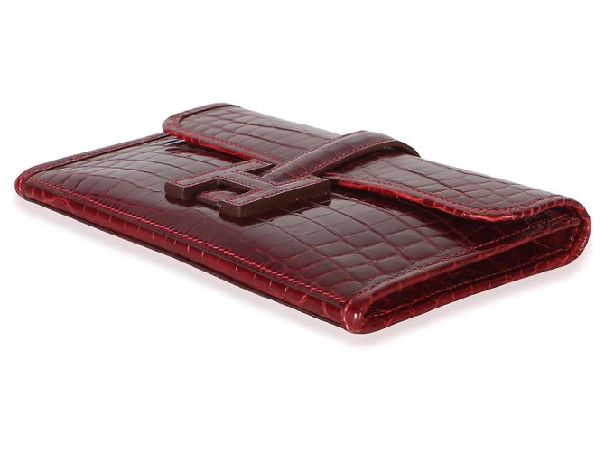 Hermès Rouge H Shiny Crocodile Niloticus Mini Jige Clutch - vista 6