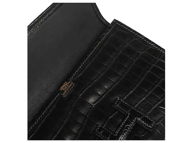 Hermès Mini Jige Clutch in Coccodrillo Niloticus Opaco Graphite - vista 5
