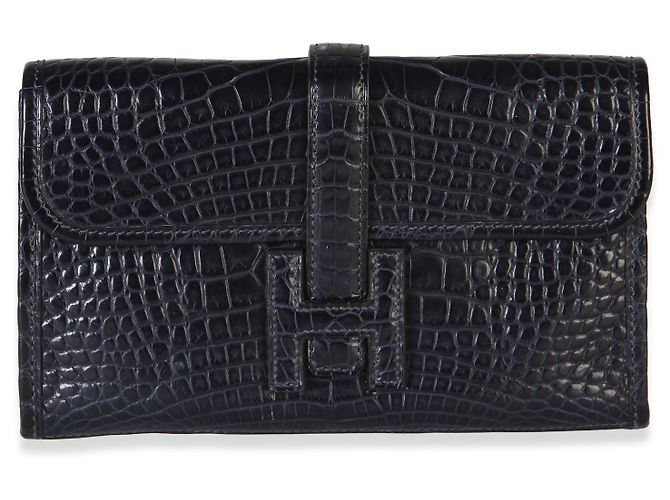Hermès Blue Marine Matte Mississippi Alligator Mini Jige Clutch - vista 3