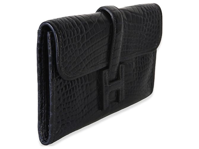 Hermès Blue Marine Matte Mississippi Alligator Mini Jige Clutch - vista 4