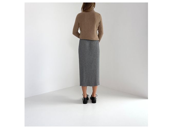 Weekend Max Mara Saia Midi Plissada em Lã Cinza - vista 7