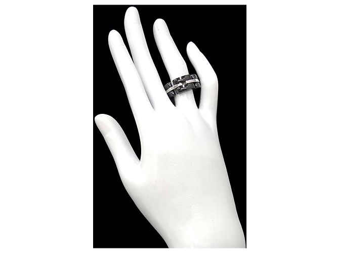 Anello Chanel Ultra in ceramica nera e oro bianco 18K - vista 10