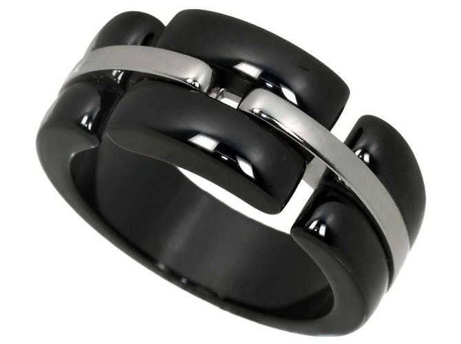 Anello Chanel Ultra in ceramica nera e oro bianco 18K - vista 8