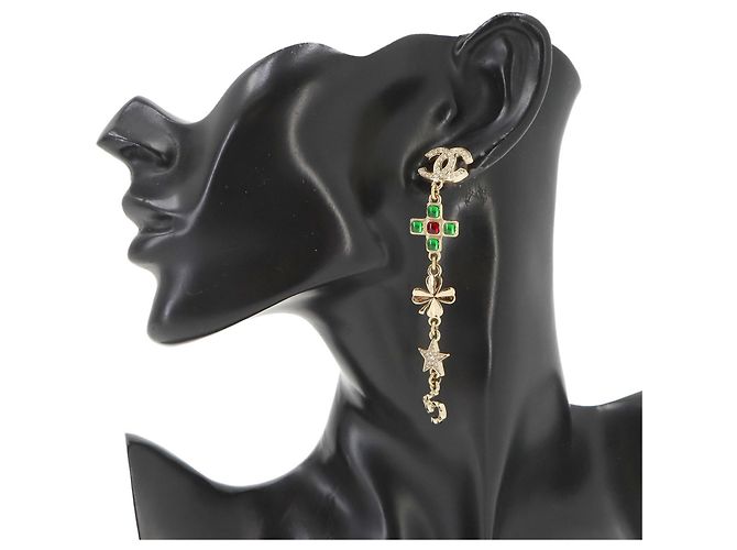 Pendientes Chanel Coco Mark Rhinestone Clover Star Swing - vista 4