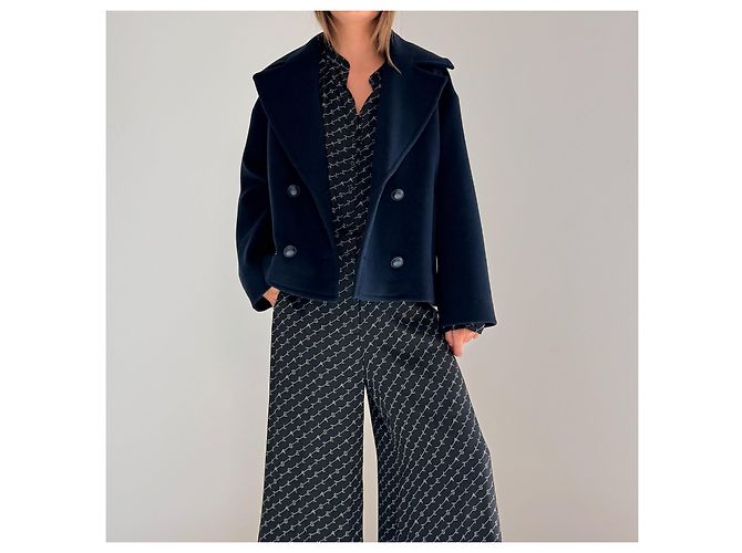 Weekend Max Mara verkürzte Wolljacke Navyblau - Ansicht 2