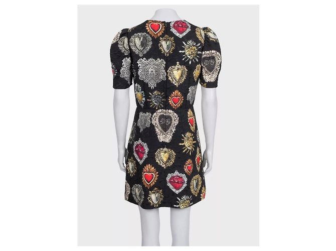 Abito foderato in misto seta stampato nero Dolce & Gabbana - Taglia L Usato - vista 3