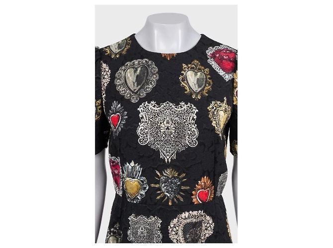 Abito foderato in misto seta stampato nero Dolce & Gabbana - Taglia L Usato - vista 4