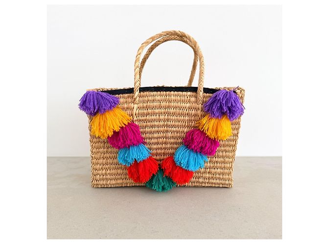 Autre Marque Nannacay Raffia Tote Bag with Multicoloured Tassels - view 2