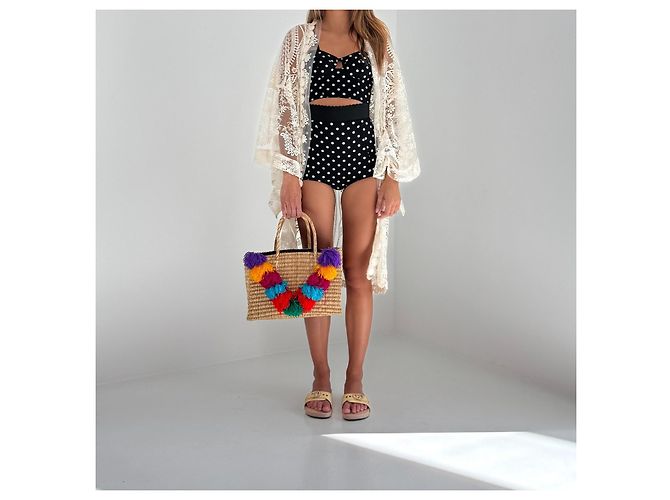 Autre Marque Nannacay Raffia Tote Bag with Multicoloured Tassels - view 3