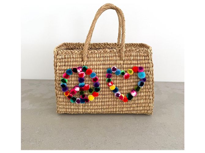 Autre Marque Nannacay Stroh-Tote-Bag mit Pompons - Ansicht 3