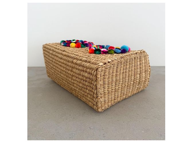 Autre Marque Nannacay Stroh-Tote-Bag mit Pompons - Ansicht 6