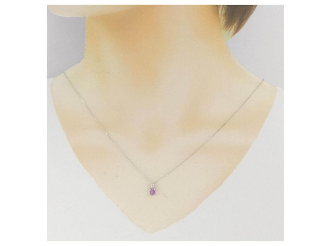 Autre Marque Platin-Saphir-Diamant-Halskette - Ansicht 6