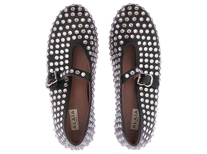 Sapatilhas Alaïa de pele preta com strass - vista 6
