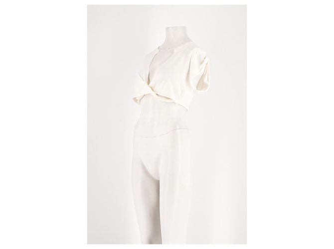 Autre Marque Top cropped de algodão branco SKIMS com decote em V - vista 4