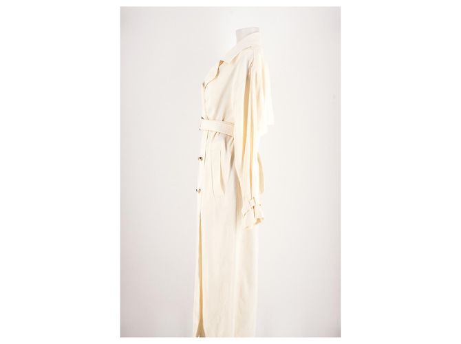 Autre Marque Weißer Trenchcoat aus Leinen - Ansicht 3