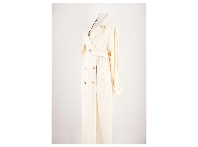 Autre Marque Weißer Trenchcoat aus Leinen - Ansicht 4